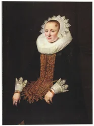 Portrait of a Young Lady in a Wedding Stomacher, Diadem Cap and Millstone Ruff